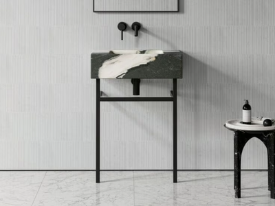 VERNANTE - Single marble console sink with towel rail _ LUSSO