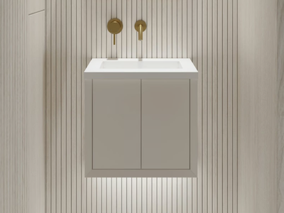 VOLINI - Single Resin Stone vanity unit with integrated washbasin _ LUSSO