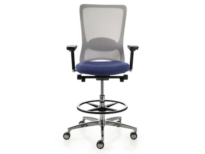 POP - Mesh office stool with 5-Spoke base with footrest _ Luxy