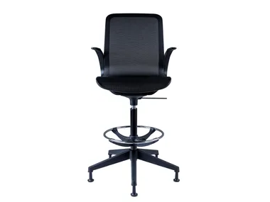 SMARTLIGHT - Height-adjustable Nylon® office stool with Armrests with 5-Spoke base _ Luxy