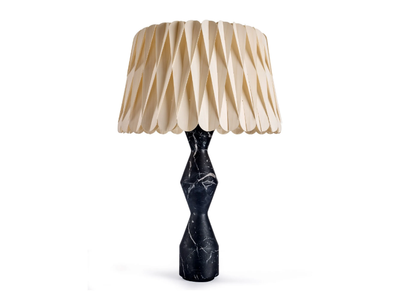 LOLA LUX - Handmade wood veneer and natural stone table lamp _ LZF