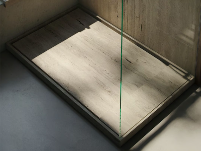 ESSAOUIRA TRAVERTINE RAISED - Anti-slip travertine shower tray _ Maami Home