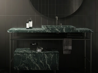 HAWAI - Console marble washbasin with towel rail _ Maami Home