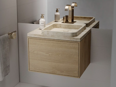 KAUAI - Travertine vanity unit with drawers _ Maami Home