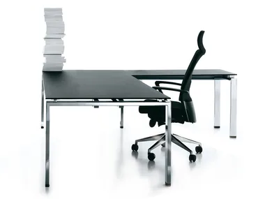 CLICK - L-shaped satin glass office desk _ Manerba