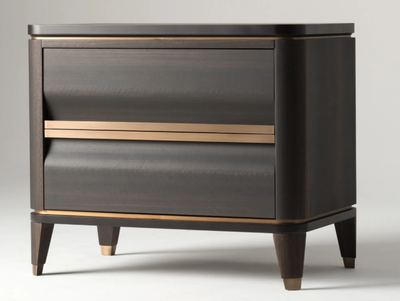 ERCOLINO - Rectangular eucalyptus bedside table with drawers _ Mantellassi 1926
