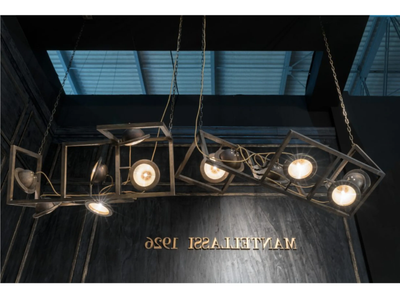 TOTÒ - Acid etched brass pendant lamp _ Mantellassi 1926