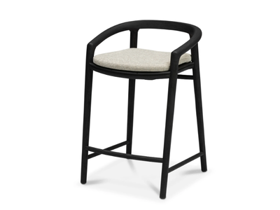 SOLID - High teak stool with back _ MANUTTI