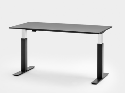 FOLLOW DESK - Height-adjustable rectangular office desk with cable management _ Mara