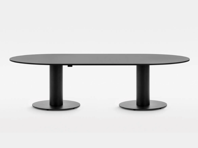 FOLLOW MEETING LARGE - Oval height-adjustable painted metal meeting table _ Mara