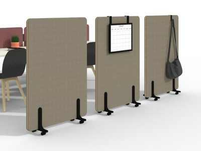 NUCLEO - Mobile fabric office screen with casters _ Martex