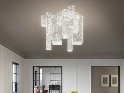 CUBO COMBO PL 100 SQ - Ceiling lamp with crystals _ Masiero