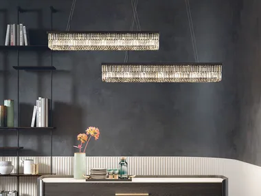 PALLADIO S 7/120/18 LN - Painted metal pendant lamp with crystals _ Masiero