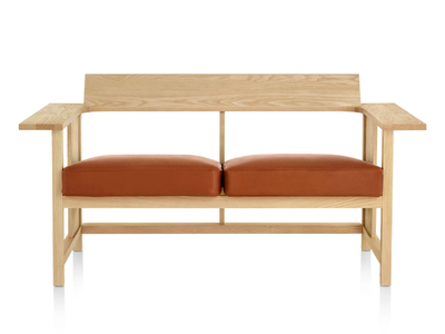 MC10 CLERICI - Upholstered oak bench with back _ Mattiazzi