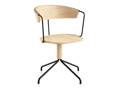 MC9 UNCINO - Swivel trestle-based steel and ash wood chair _ Mattiazzi