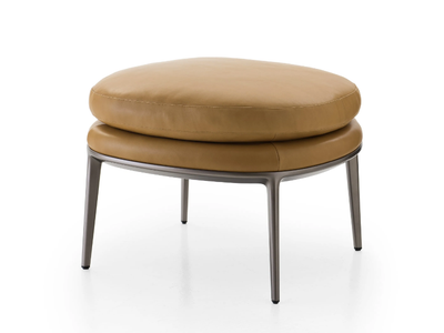 CARATOS - Upholstered round leather pouf _ Maxalto