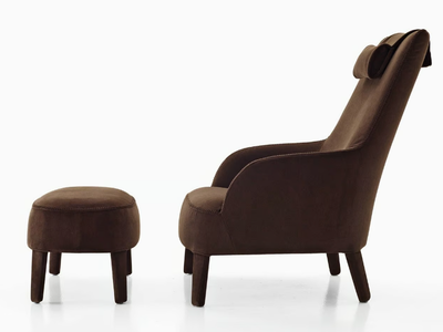 FEBO BERGERE - Upholstered bergere fabric armchair with headrest _ Maxalto