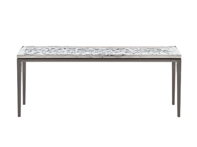 SOLEIDE - Rectangular console table with reflective hammered steel top _ Maxalto