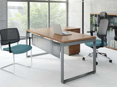 OGI_Q - L-shaped melamine-faced chipboard office desk _ mdd