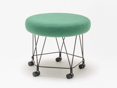 PENTAL - Round fabric pouf with castors _ mdd