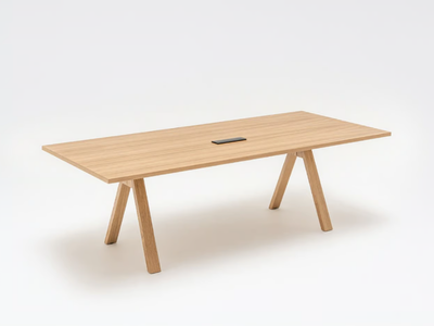 VIGA - Rectangular wooden meeting table with electrical outlets _ mdd