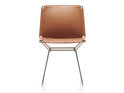 NEIL LEATHER - Sled base tanned leather chair _ MDF Italia