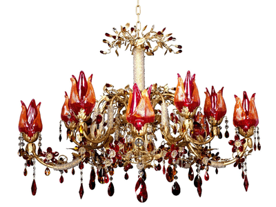 L268 - Murano glass chandelier with crystals _ Mechini
