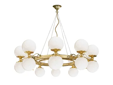 MEK 13 - Wrought iron and blown glass chandelier _ Mechini