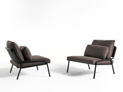 ZOE - Fabric and leather armchair _ Meridiani