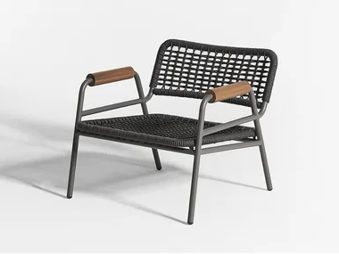 ZOE WOOD OPEN AIR DUE - Rope garden armchair with armrests _ Meridiani