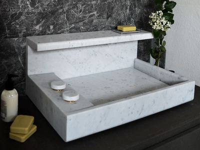 JP - Countertop rectangular Carrara marble washbasin _ MG12