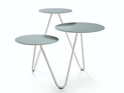 APELLE TRIO - Coffee table in lacquered steel and tops covered in leather _ Midj