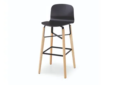 LIÙ H65 / H75 ML - High wooden stool with footrest with back _ Midj