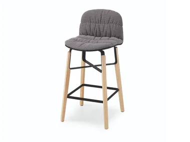 LIÙ H65 / H75 TS - High fabric stool with footrest with back _ Midj