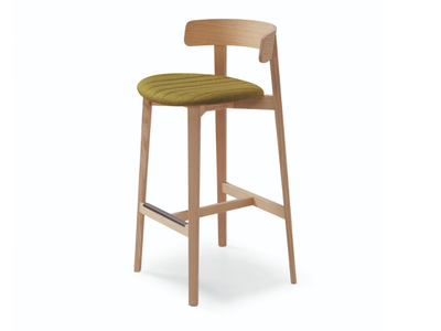 MAYA - High fabric stool with back with integrated cushion _ Midj