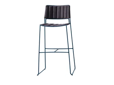 SLIM - High upholstered fabric stool with back _ Midj