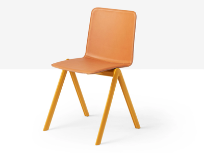 STACK S PP_CU - Stackable tanned leather chair _ Midj