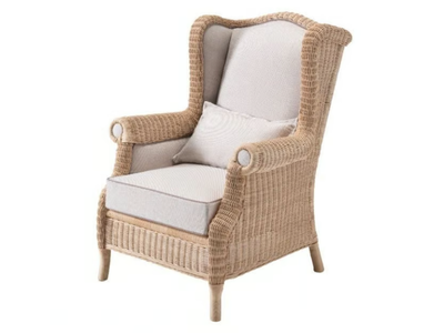 EMMA - Woven wicker armchair with armrests _ Mila Maurizi