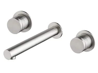 GIOTTO 7289 - 3 hole wall-mounted stainless steel washbasin mixer _ MINA