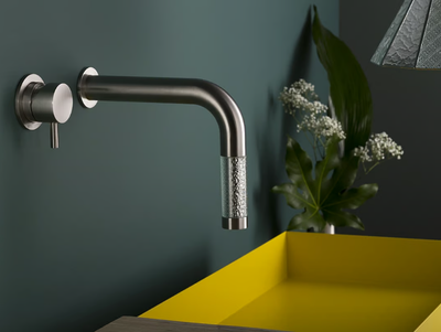 REVITRUM 12551-6100 - 2 hole wall-mounted single handle Glass and Stainless Steel washbasin mixer _ MINA