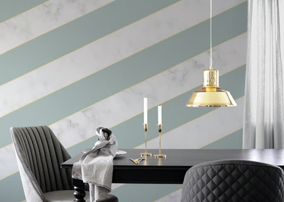 DIAGONAL MARBLE - Striped Ecological fire retardant non-woven paper wallpaper _ Mineheart