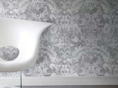 URBAN CONCRETE DAMASK - Damask non-woven paper wallpaper _ Mineheart