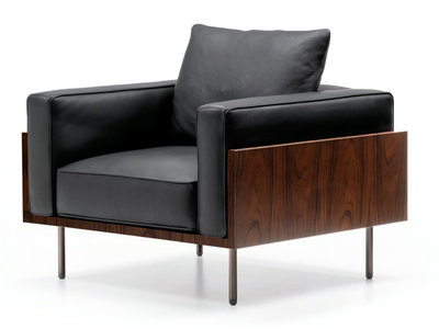 BRASILIA - Leather armchair with armrests _ Minotti