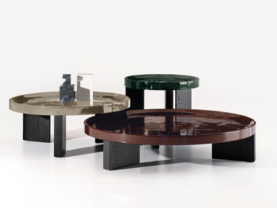 LOUVER - Round ash coffee table with lacquered top _ Minotti
