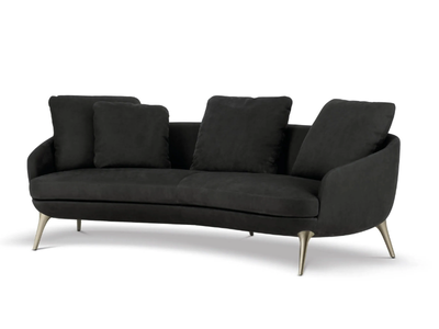 RAPHAEL - Curved 3 seater leather sofa _ Minotti