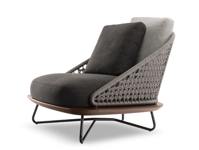 RIVERA ARMCHAIR - Steel and wood armchair _ Minotti