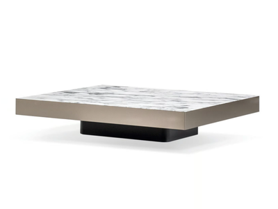 SOLID STEEL - Low marble coffee table _ Minotti