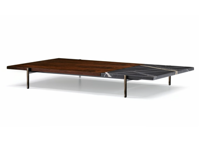 SUPERQUADRA - Coffee table in rosewood, walnut and marble _ Minotti