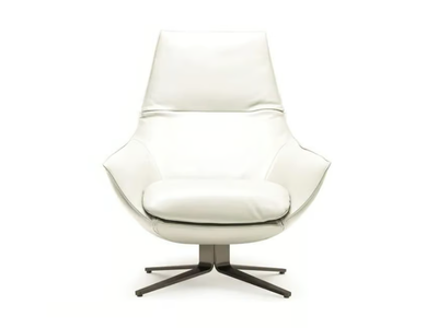 ERMES - Swivel leather armchair with armrests _ MisuraEmme