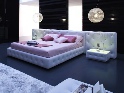 AURIGA - Leather bed with tufted headboard _ MitoHome